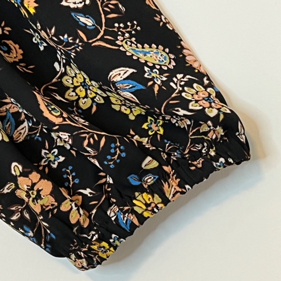 Eclair Floral Ruffled Black Blouse Top Feminine Long Medium - Picture 5 of 11